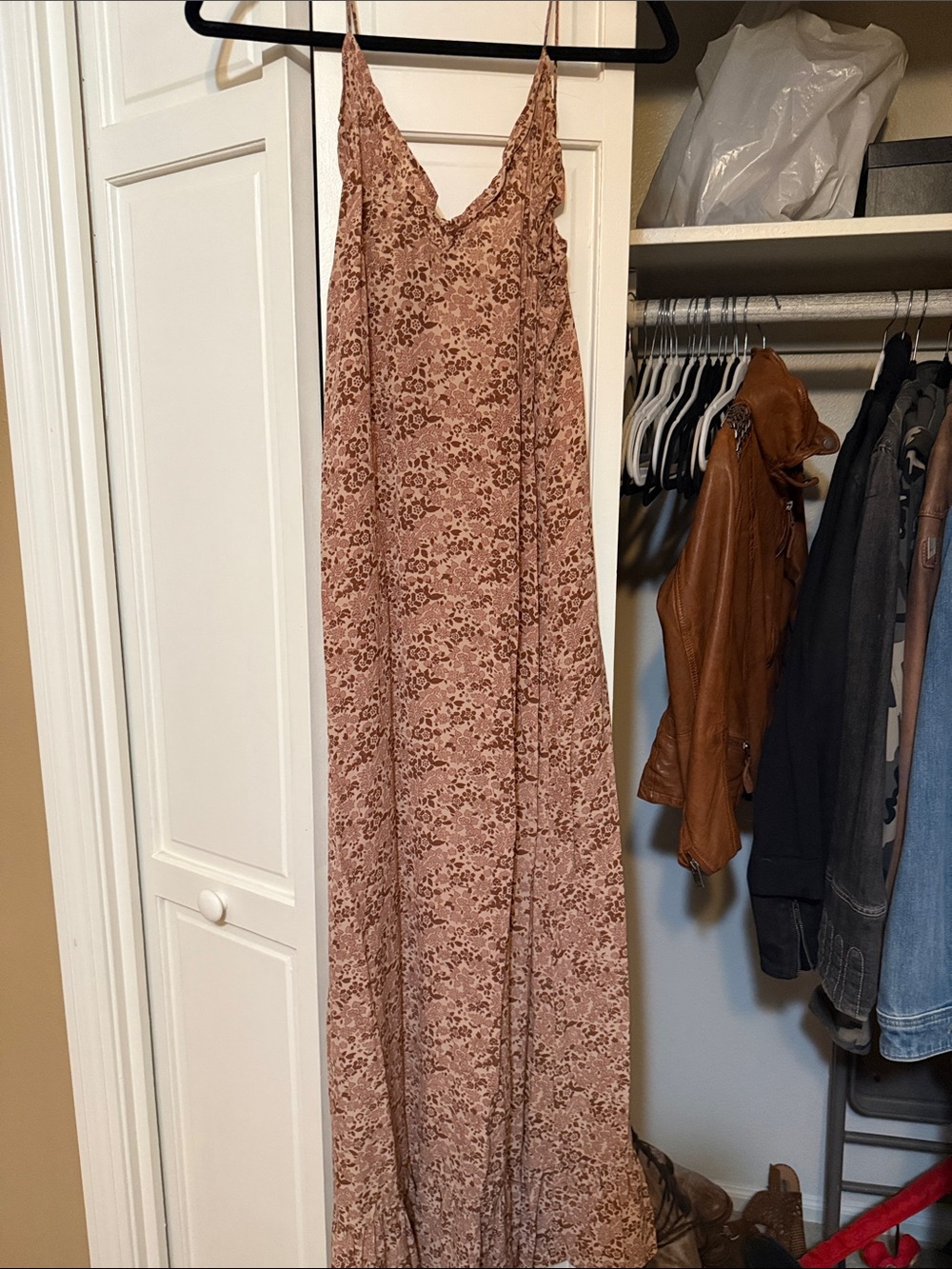acacia swimwear Dusty Rose Floral Slip Maxi Dress